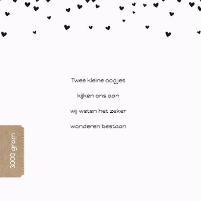 Geboortekaart zwarte hartjes 2