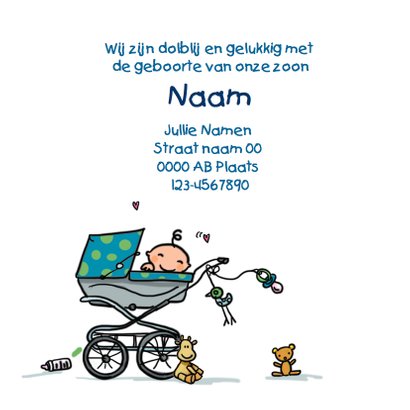 Geboortekaartje auto blauw 3
