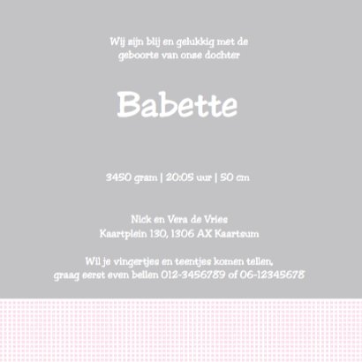 Geboortekaartje Babette - LOVZ 3