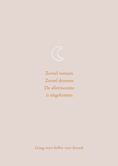 Geboortekaartje baby speen doekje maan in koperlook 2