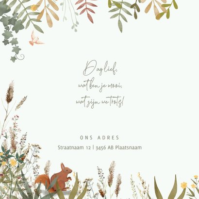 Geboortekaartje beer met takjes en dieren 2