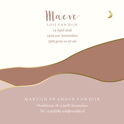 Geboortekaartje bergen sterren maan goudlook meisje 3