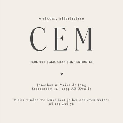 Geboortekaartje blauw beige gestreept goudfolie vierkant 3