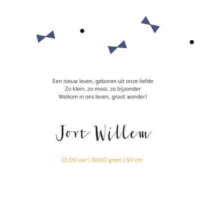 Geboortekaartje blauwe strikjes 3