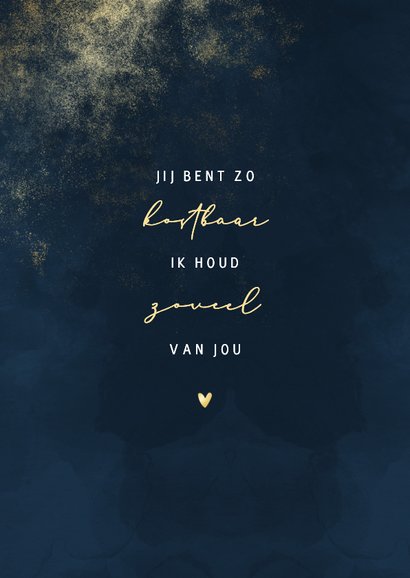 Geboortekaartje blauwe waterverf met gouden poeder 2