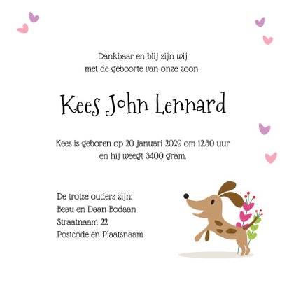 Geboortekaartje blij hondje 3