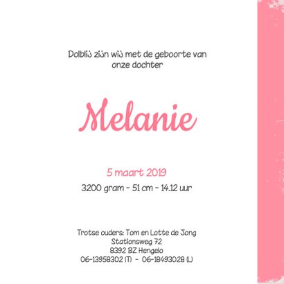 Geboortekaartje-bloem-Melanie 3