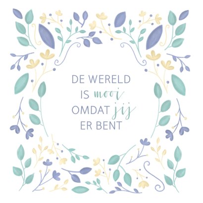 Geboortekaartje bloemen geïllustreerd jongen 2