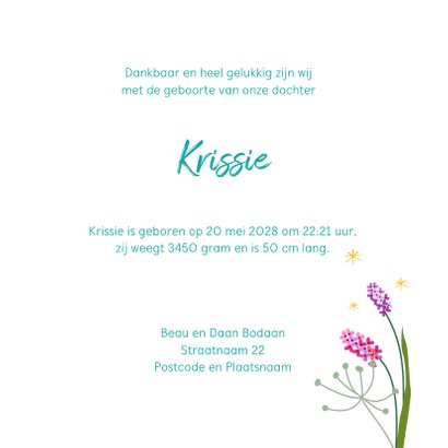 Geboortekaartje bloemen met lieveheersbeestje 3