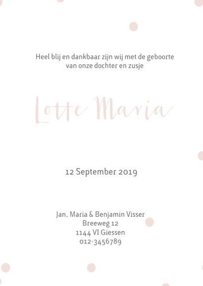 Geboortekaartje bloemen stippen 3