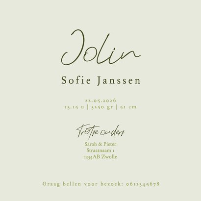 Geboortekaartje bloemetjes patroon groen roze meisje 3