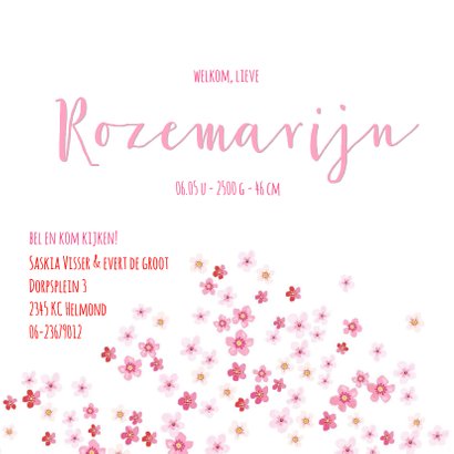 Geboortekaartje bloesemboom voor een meisje 3