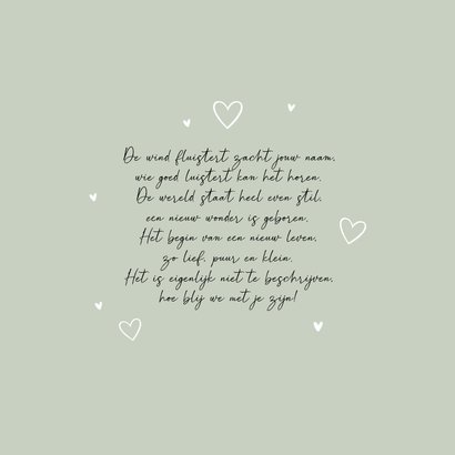 Geboortekaartje boerderij koe kalfje groen unisex hartjes 2