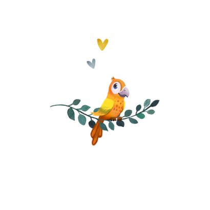Geboortekaartje bohemian met geïllustreerd vogeltje 2