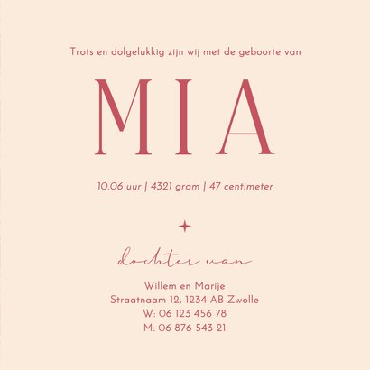 Geboortekaartje boog roze oranje ruitjes met maan 3