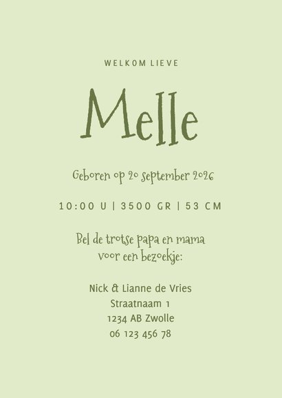 Geboortekaartje boom bosdiertjes en muziekinstrumenten 3