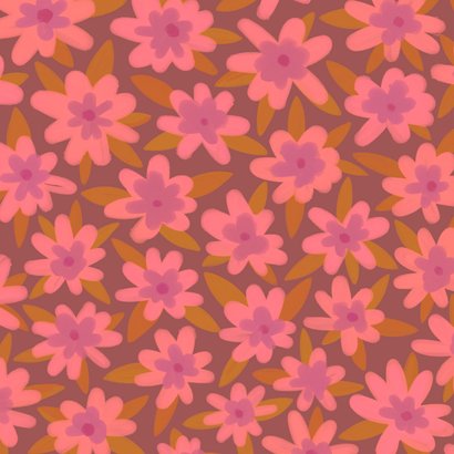 Geboortekaartje bordeaux met roze paarse bloemen Achterkant