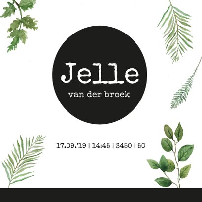 Geboortekaartje botanisch en stoer 3
