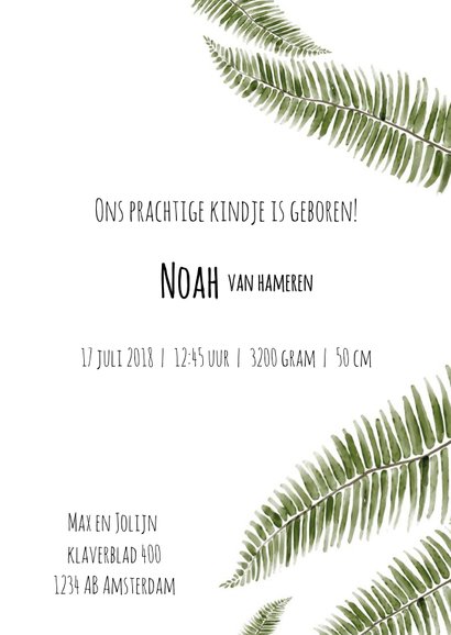 Geboortekaartje botanisch 3