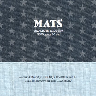 Geboortekaartje Boy Blue Stars 3