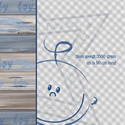 geboortekaartje BOY ruit hout 2