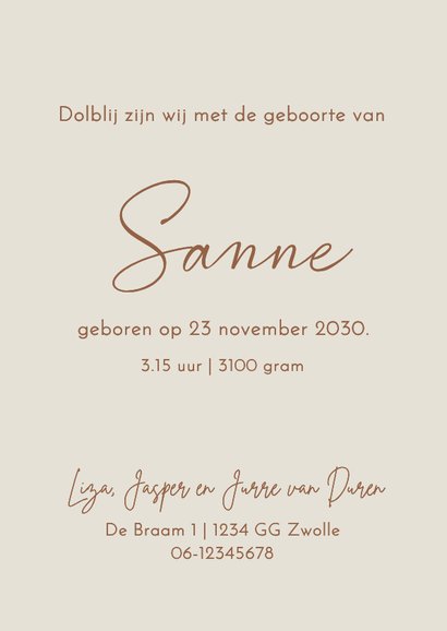 Geboortekaartje broer bij het wiegje van zijn broertje/zusje 3