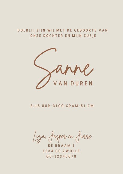 Geboortekaartje broer bij het wiegje van zijn broertje/zusje 3