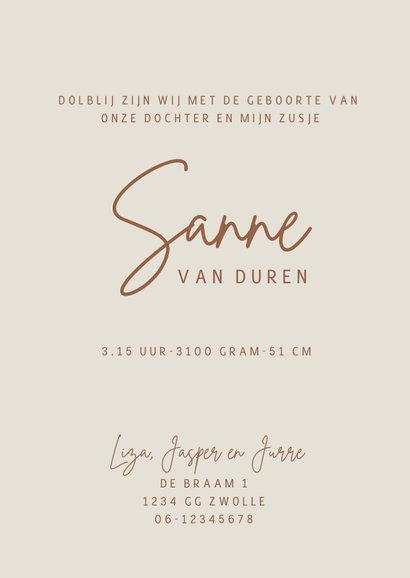 Geboortekaartje broer bij het wiegje van zijn broertje/zusje 3