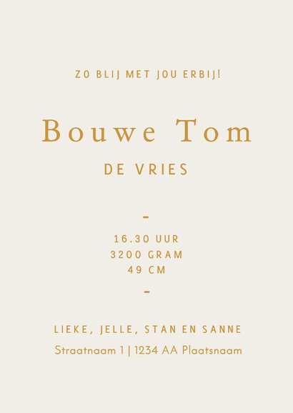 Geboortekaartje broer en zus met baby – goudfolie 3