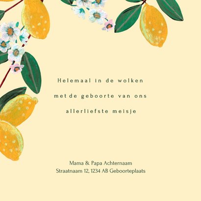 Geboortekaartje citroenen met bloesem 2