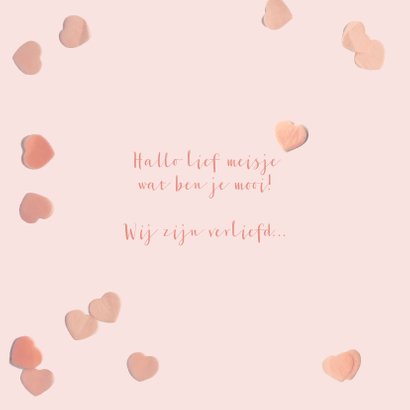 Geboortekaartje confetti hartjes roze 2