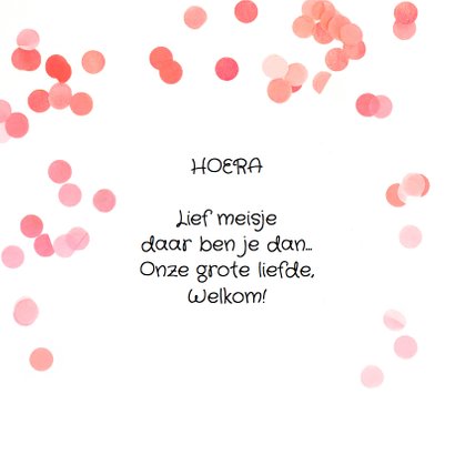 Geboortekaartje confetti speen meisje 2