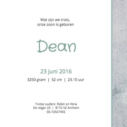 Geboortekaartje Dean 3