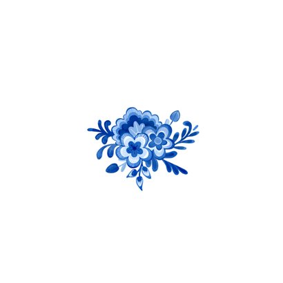 Geboortekaartje delfts blauw bloemen vintage unisex hollands Achterkant