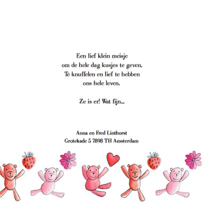 geboortekaartje dessin beren roze 2