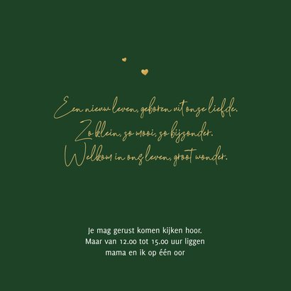 Geboortekaartje dieren leeuw jungle groen hartjes goud 2