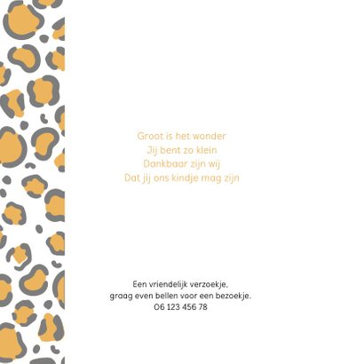 Geboortekaartje dierenprint tijger panter foto 2