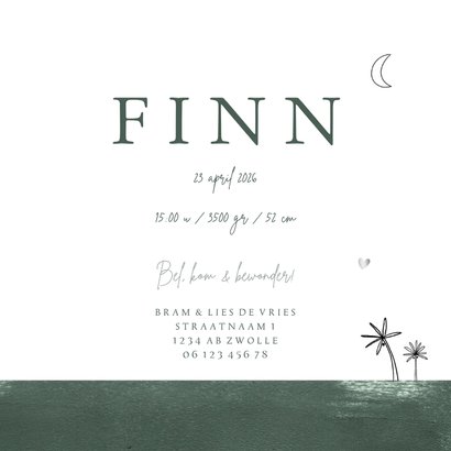 Geboortekaartje dinosaurus broertje maan hartjes zilver 3