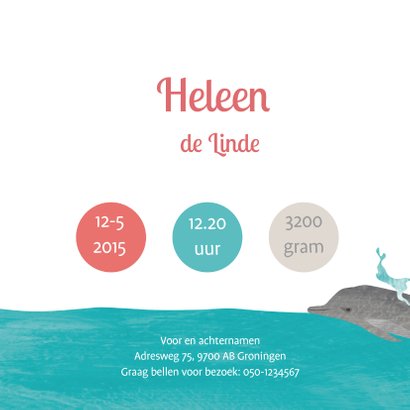 Geboortekaartje dolfijn 3