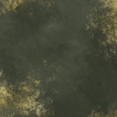 Geboortekaartje donkergroene waterverf gouden poeder Achterkant