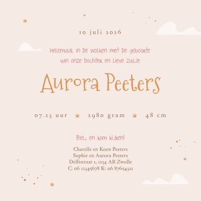 Geboortekaartje dromerig sprookje vlinders wolken sterren 3