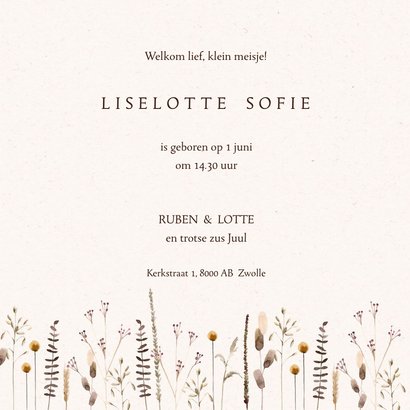 Geboortekaartje droogbloemen 3