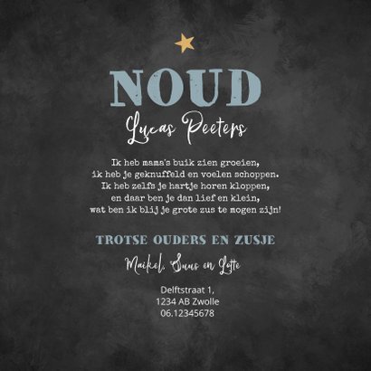 Geboortekaartje foto label houtlook stempel goud 3