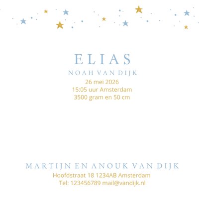 Geboortekaartje foto maan sterren jongen 3