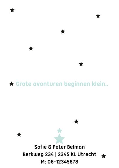 Geboortekaartje foto ster label 2