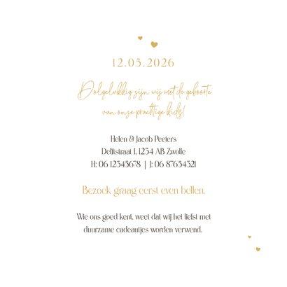 Geboortekaartje fotocollage tweeling kuikentjes lente goud 3