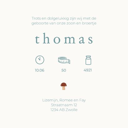 Geboortekaartje gele en blauwe regenlaarsjes broertje  3