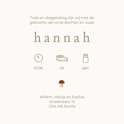 Geboortekaartje gele en roze regenlaarsjes zusje gekregen 3