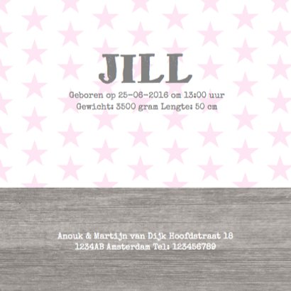 Geboortekaartje Girl Stars 3