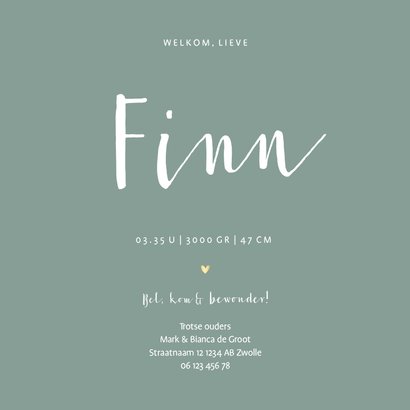 Geboortekaartje gouden hartjes en sterren aanpasbaar 3